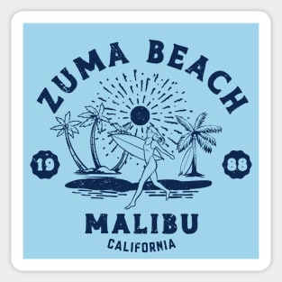 Vintage Zuma Beach Surfing // Retro California Beach Malibu 1988 Sticker